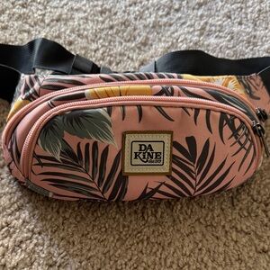 Dakine Pink and Yellow Leaf Print Waist Bag